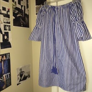 Blue & White off the shoulder dress